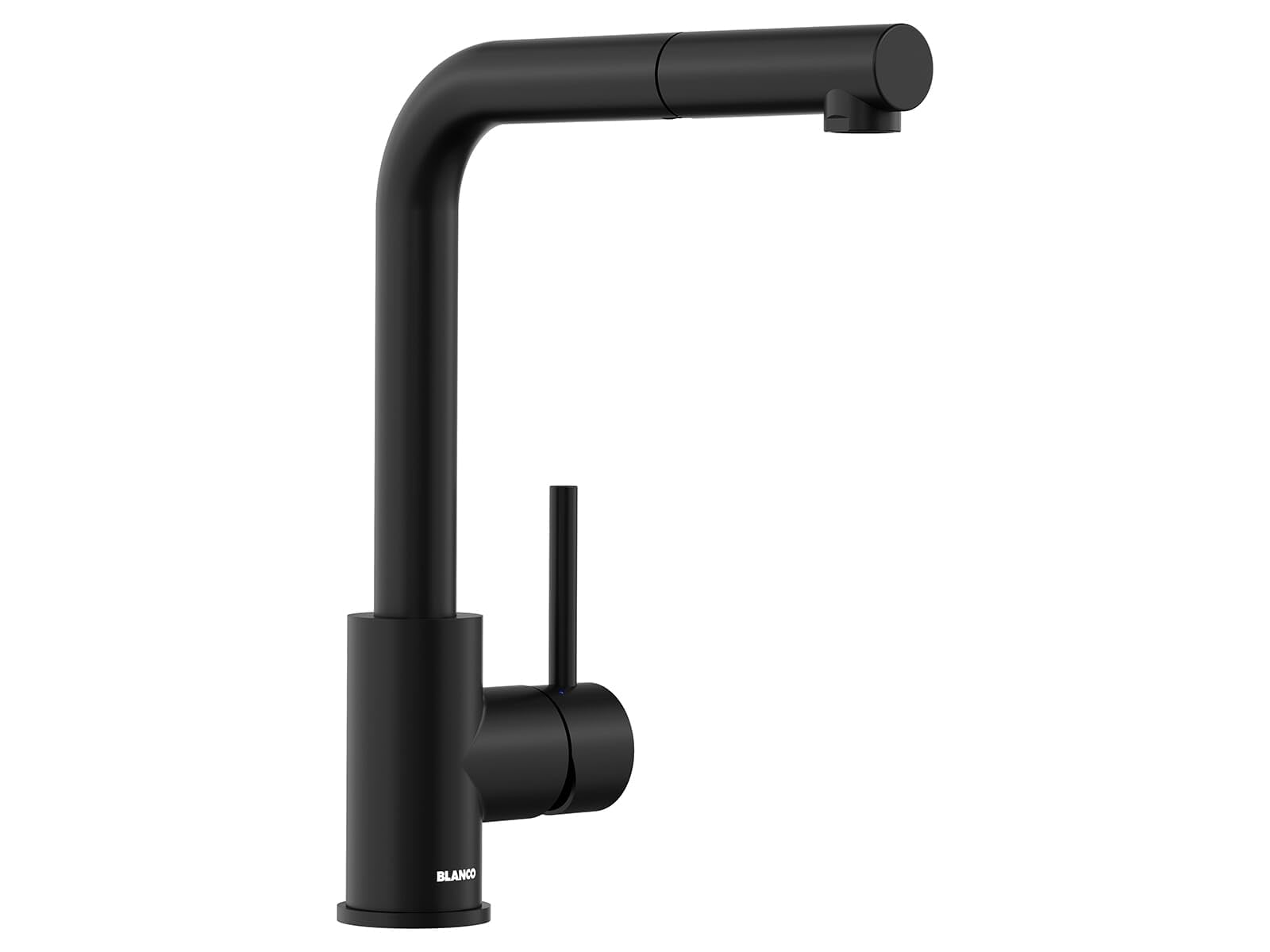BLANCO MILA-S | Küchenarmatur in schwarz matt | Hochdruck | Mit herausziehbarem Schlauch | Rückflussverhinderer | Keramik Kartusche | Gesicherte Wasserqualität & wassersparend | [10,8x25,2x29,6 cm]