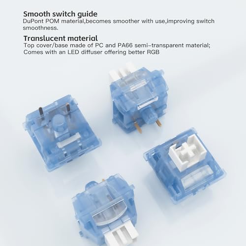 Image of Outemu 20 Pcs Keyboard Clickers for 3D Prints,Clicky Ice Blue Switches | Hot-swap Pre-Lubred 3-Pin Switches,Office,MX Style Crisp Click Sound for Mechanical Gaming Keyboards & 3D Printed Fidgets