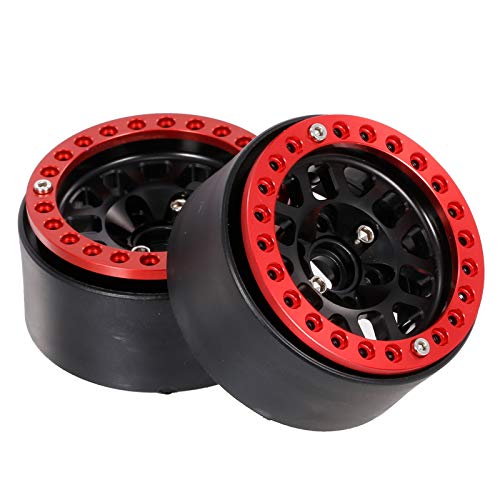 Fesjoy Llanta para coche RC 2 piezas aleación de zinc 1.9 pulgadas Beadlock llanta cubo 12 agujeros redondos para 1/10 RC Crawler compatible con Hsp Redcat Traxxas Tamiya Hpi Axial