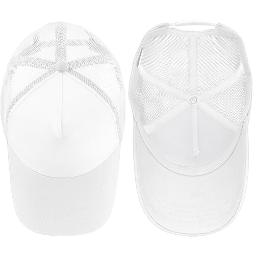 Image of Falari 5-Panel Mesh Baseball Cap, Trucker Hat, Structured Plain Design, Cotton, Adjustable Size