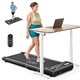 THERUN Schreibtisch Walking Pad mit Leise 2,75 PS-Motor, 2 in 1 Kleines Laufband mit Fernbedienung und LED-Panel für Zuhause und Büro