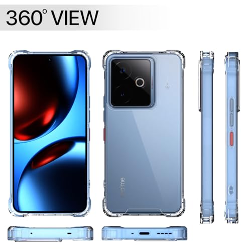 Image of Amazon Basics Back Cover for Realme GT 7 5G / GT 7T 5G PC + TPU Clear Transparent Raised Edges Shockproof Protective Phone Bumper Case(Transparent)
