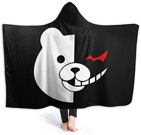 Lusad Danganronpa Monokuma Despair Blanket Hooded,Flannel Blanket Sofa/Bedding Comfortable and Warm Throw Blanket 50"x40" for Kid