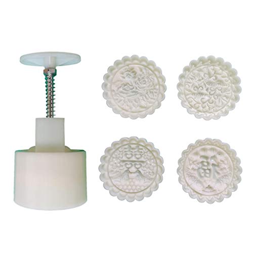 WAHSBAG Forma de bolo da lua, molde de plástico de 125 g com estampa de flor de animal, molde de cor