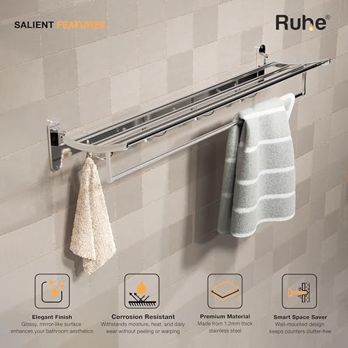 Image of Ruhe Round Towel Rack | Premium Grade Stainless Steel Round Foldable Towel Rack /Towel Holder /Towel Stand /Bathroom Accessories for Bathroom and Kitchen | (24 Inches-Only Rack)