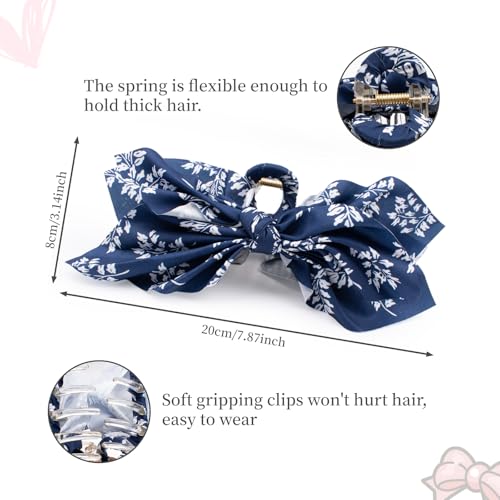 Hadutrek Hair Clips Claw Clip 2Pcs Big Hair Bows For Women Flower Claw Clips For Women Blue White Butterfly Hair Clips For Styling Large Hair Clips For Thick Hair For Girls Hair Accessories thumb #4