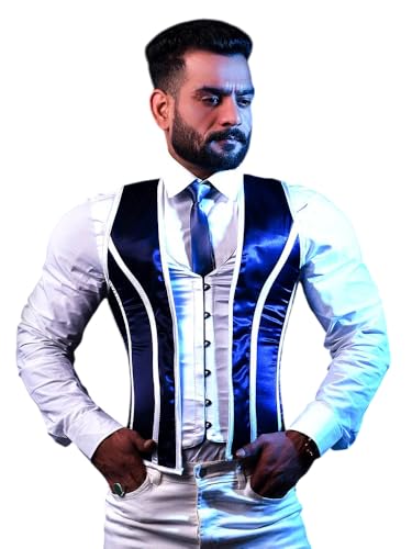 Men's Satin Corset Vest – Steampunk Gothic Waist Trainer for Men, Slimming Body Shaper with Steel Boning