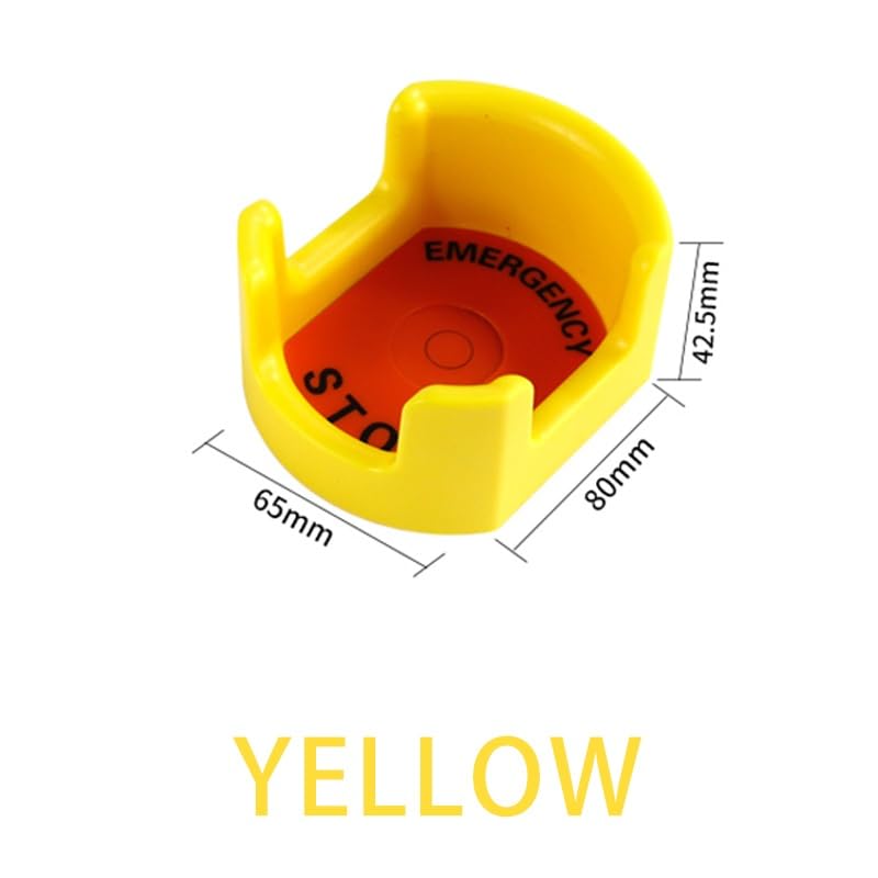 Arrêt d'urgence 22mm avec plastron jaune 80mm de protection pour bouton poussoir