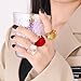 Crystal Glass Stainless Steel Band Ring Gold-Tone Plated Fashion Exaggerated Cubic Zirconia Rings Women's Stunning Large Statement Rhinestone Bands Cocktail Party for Ladies Birthday (Red,10)