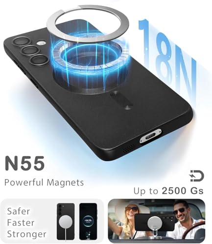 Image of DIZORO Samsung A26 5g Case, Compatible with Mag Safe Back Cover, Matte Luxury Metallic Luster Flexible TPU Wireless Charging Shockproof Case with Camera Protector Lens (Black)