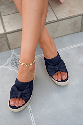 Image of PiePieBuy Womens Platform Espadrilles Slip On Wedge Sandals Bow Tie Open Toe Slides Shoes