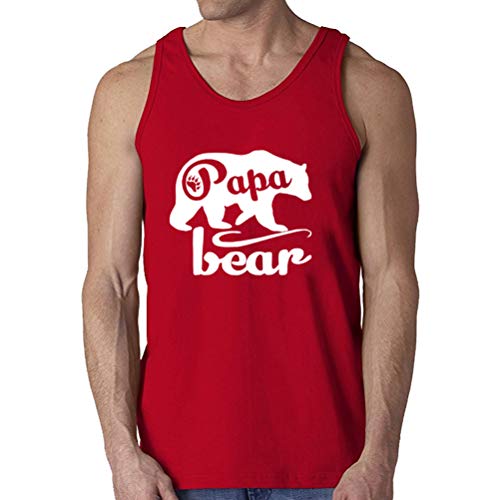 Men's Papa Bear Funny Cute Tank Top (Red,M)
