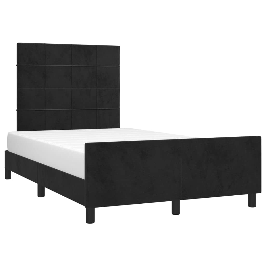 Aksamitna zagłówek regulowany łóżko 120x200 Czarny