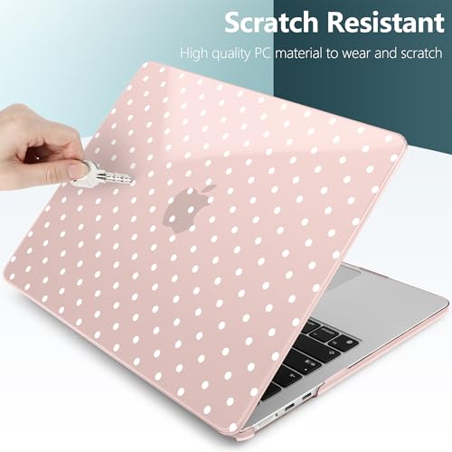 TWOLSKOO for MacBook Air 13 inch Case M5 2026 M4 2025 M3 M2 2024-2022 A3449 A3240 A3113 A2681, Plastic Hard Shell & Keyboard Cover & Type C for MacBook Air 13.6 inch Case, Pink Polka Dots by TWOLSKOO - Used condition - Image 3