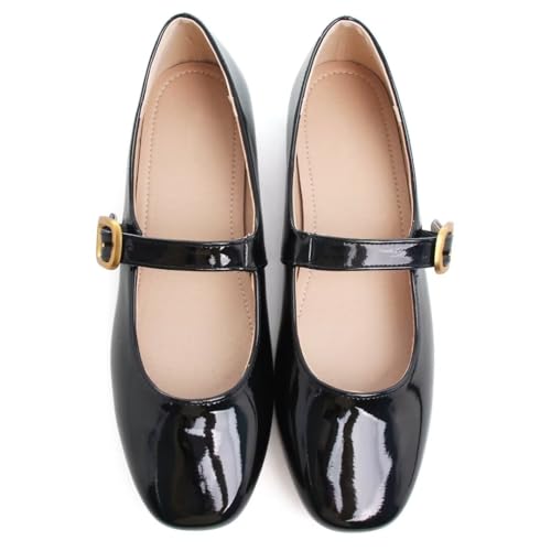 Stunner Women's Mary Jane Flats Fashion Round Toe Ballet Flats Comfort Slip On Flats Buckle Strap Dress Flats3