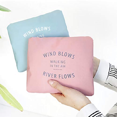 Foldable Travel Duffel Bag,Sport Totes,Shoulder Shopping Bag,Luggage Bag,2 Pack (Pink+Blue)