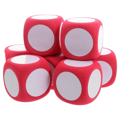 Dados de espuma borrables de 6 cm en color rojo para educadores, pack de 8 cubos didácticos DIY