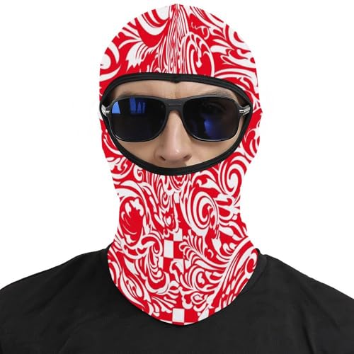 Máscara facial para hombres y mujeres roja y blanca impresa, balaclava térmico para invierno, protección contra frío, viento y rayos UV, ideal para esquí, motocicleta y ciclismo miniatura 3