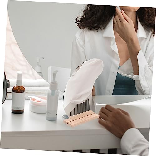 Espejo para maquillaje Baluue 2 piezas con base de madera miniatura 3