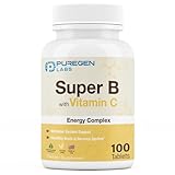 Puregen Labs Super B Energy Complex with Vitamin C - Immune Health, Energy & Nervous System Support - Non-GMO, Gluten-Free 100 Vegetarian Tablets