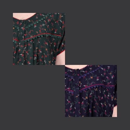 Image of Women's Alpine Floral Print Maxi Night Gown