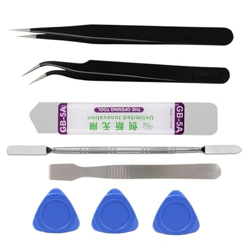 Image of 8-in-1 Opening Pry Tool Kit for Mobile Phone, Laptop, Tablet & Electronics Disassemble /Opening and Repair - 2 Tweezers, GB-5A, Metal Spudger, 3 Triangle Picks