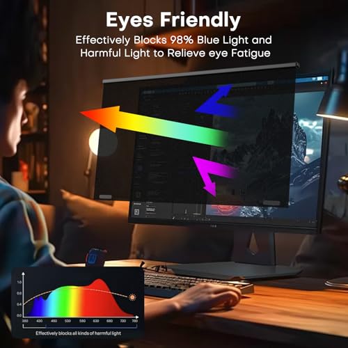 Image of OMOTON Computer Privacy Screen for 24 Inch 16:9 Aspect Ratio Computer Monitor, Magnetic Privacy Eye Protection Anti Blue Light Glare Shield Filter, Removable Anti-Scratch Protector Film