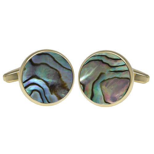 Men Mother Pearl Cufflinks With Box Gold Plated Rim Lapis Cuff Links Wedding Gift2