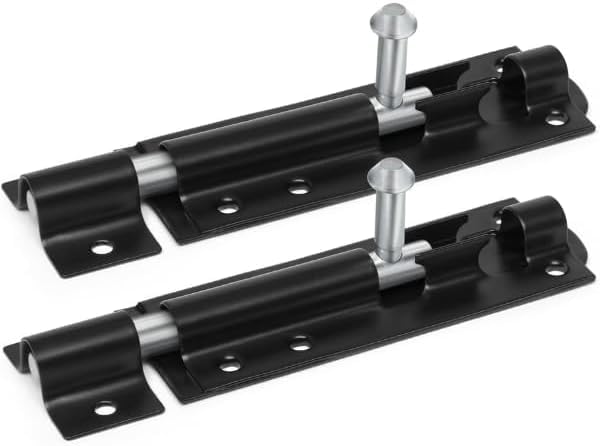 Garden Mile 2pc Tower Bolt 4”/100mm – Heavy Duty Black Sliding Door Bolt Lock, Powder Coated Rustproof Gate Bolt with Fixings for Shed, Gates & Door Security