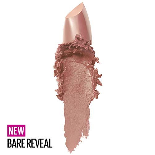 Maybelline Color Sensational Lipstick, Lip Makeup, Cream Finish, Hydrating Lipstick, Nude, Pink, Red, Plum Lip Color, Bare Reveal, 0.15 oz;
