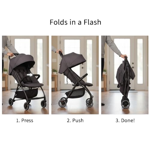 Image of Mothercare Baby Stroller Pram, 360 Swivel Wheel, 5 Point Safety, Grey