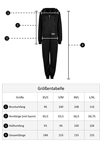Eight 2 Nine Damen Sweat Overall Einteiler Onesie black M/L