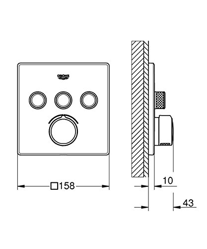 Grohe Smartcontrol mitigeur encastré 3 sorties chrome avec coude Euphoria Cube