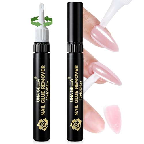 UNA GELLA Dissolvant Faux Ongles 2x10ml Retrait Rapide Sans Outils, Formule Douce Sans Acétone pour Vernis Séchant à l'Air et Semi Permanents, Non Adapté...