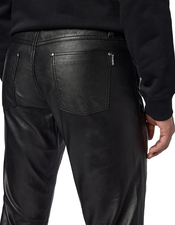 LEER TRADERS Genuine Leather Pants for Men Bikers 100% Real Lambskin Motorcycle Pants Brown 30 to 40 waist3