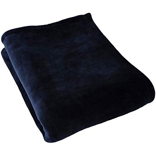 昭和西川 毛布 軽量 薄手 春 冬 なめらか肌触り 洗える ブランケット ニューマイヤー フランネル シングル 140×200cm (ネイビー)