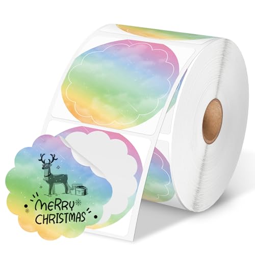 Image of Phomemo 2 inch Wavy Circle Thermal Label, Self-Adhesive Direct Sticker Labels, Thermal Printer Label for Logo Design, Name Tag, Thanks Card, Address, QR Code, 500 Labels /Roll, Gradient