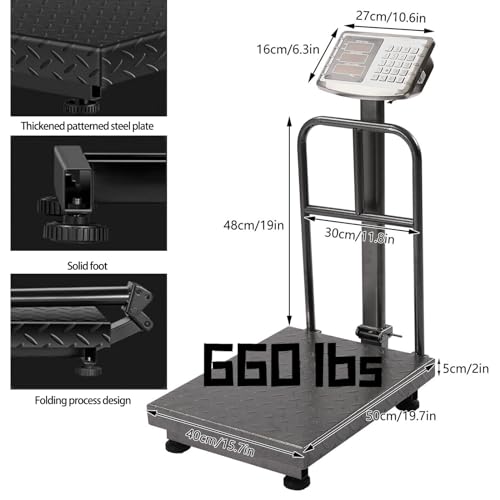 Báscula Industrial Plegable 660lb con Barandillas Removibles miniatura 3