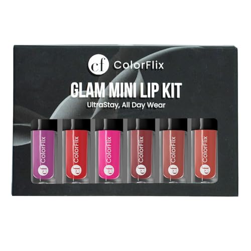 ColorFlix Glam Mini Lip Kit – Set of 6 UltraStay Long Lasting Lipsticks, Matte & Creamy Texture, Smudge-Proof, Travel-Friendly Lip Shades, Perfect for Party Look & Gifting (2ml Each)