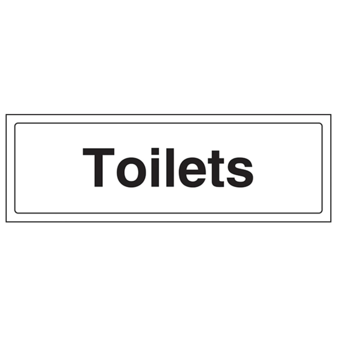 V Safety Toilets Door Sign - 300mm x 100mm - 1mm Rigid Plastic