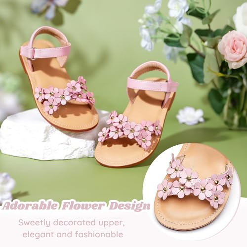 Image of Flaryzone Girls Sandals Open Toe Summer Flats Dress Sandals Shoes Toddler /Little Kid