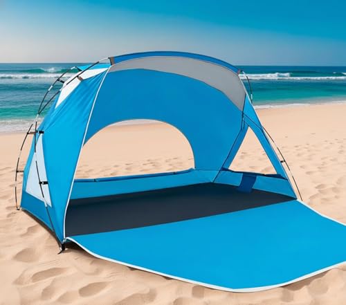 Beach Tent, Portable Sun Shelter for 2/3/4/6-8 Person with UPF 50+ UV Protection, Easy Setup Waterproof Beach Shade Canopy Cabana for Family Outdoor and Picnics, Fishing with Carrying Bag