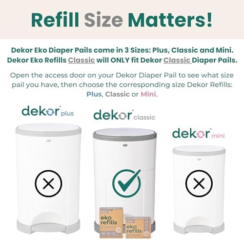 Diaper Dekor CLASSIC Diaper Pail Refills 2 Count Unscented Exclusive End-of-Liner Marking Quick & Easy to Replace Most Economical Refill System for Original and Eko Style Pails (Pack of 12) - 1
