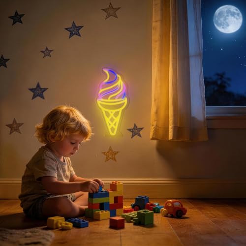 Image of Ice Cream Neon Sign with USB & Type-C Dual Powered