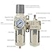 LNCHKA Industrial Air Compressor Filter Regulator Lubricator (FRL) Unit - 1/2 NPT Oil Water Separator with Pressure Gauge & Semi-Auto Drain for Pneumatic Systems