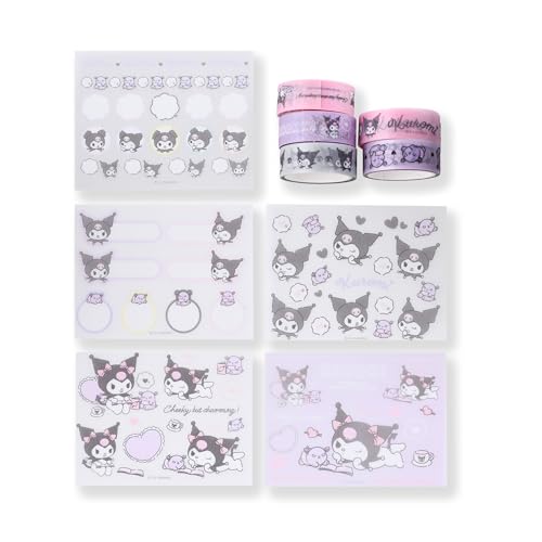 Image of GASHINA STORY Kawaii Masking Tape & Stickers Set - 5 Pcs for Crafts & Decor - Twinkle Pearl Design - Cute Kawaii Masking Tape Bulk - for Diary /Journal /Planners - Gift Box (Kuormi)