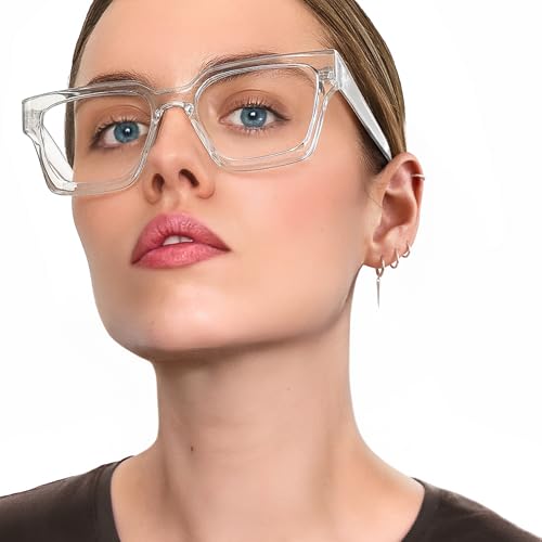 Image of livho Oversized Eyewear Frame for Woman and Men - Rectangle Fashion Glasses for Computer, Chic Preppy Frame