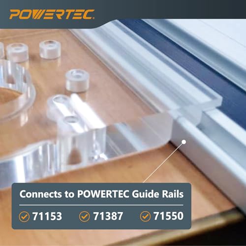 Image of POWERTEC 72210 110 inch Track Saw Guide Rail Joining Set for Milwaukee Track Saws Includes 2x55 Guide Rails with Connectors, and Guide Rail Adapter for Fixed Base DeWalt, Makita & Milwaukee Trim Routers