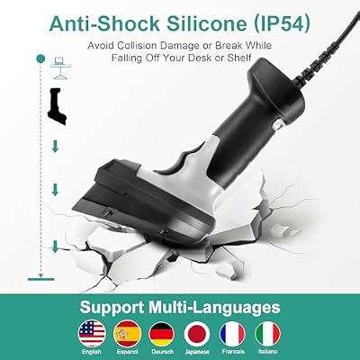 ماسح الباركود المحمول، ماسح رمز الاستجابة السريعة USB سلكي 1D 2D&PDF417 مصفوفة البيانات 640 x 480 صورة CMOS قارئ الباركود التلقائي قابس وتشغيل ماسحات قارئ الباركود