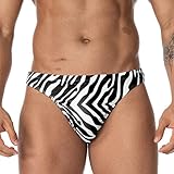 FIROTTII Men Print Animal Skin Bikini Swim Brief Men Swimwear Swimsuit Sexy for Men (Blackzebra L)